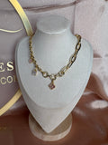 Pink clover necklace